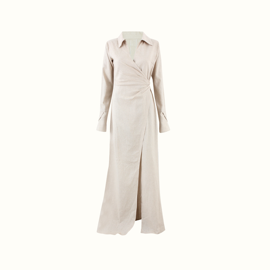 Wrap Maxi Dress with Side-Pleat Detail