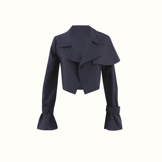 LUCE cropped linen trench coat