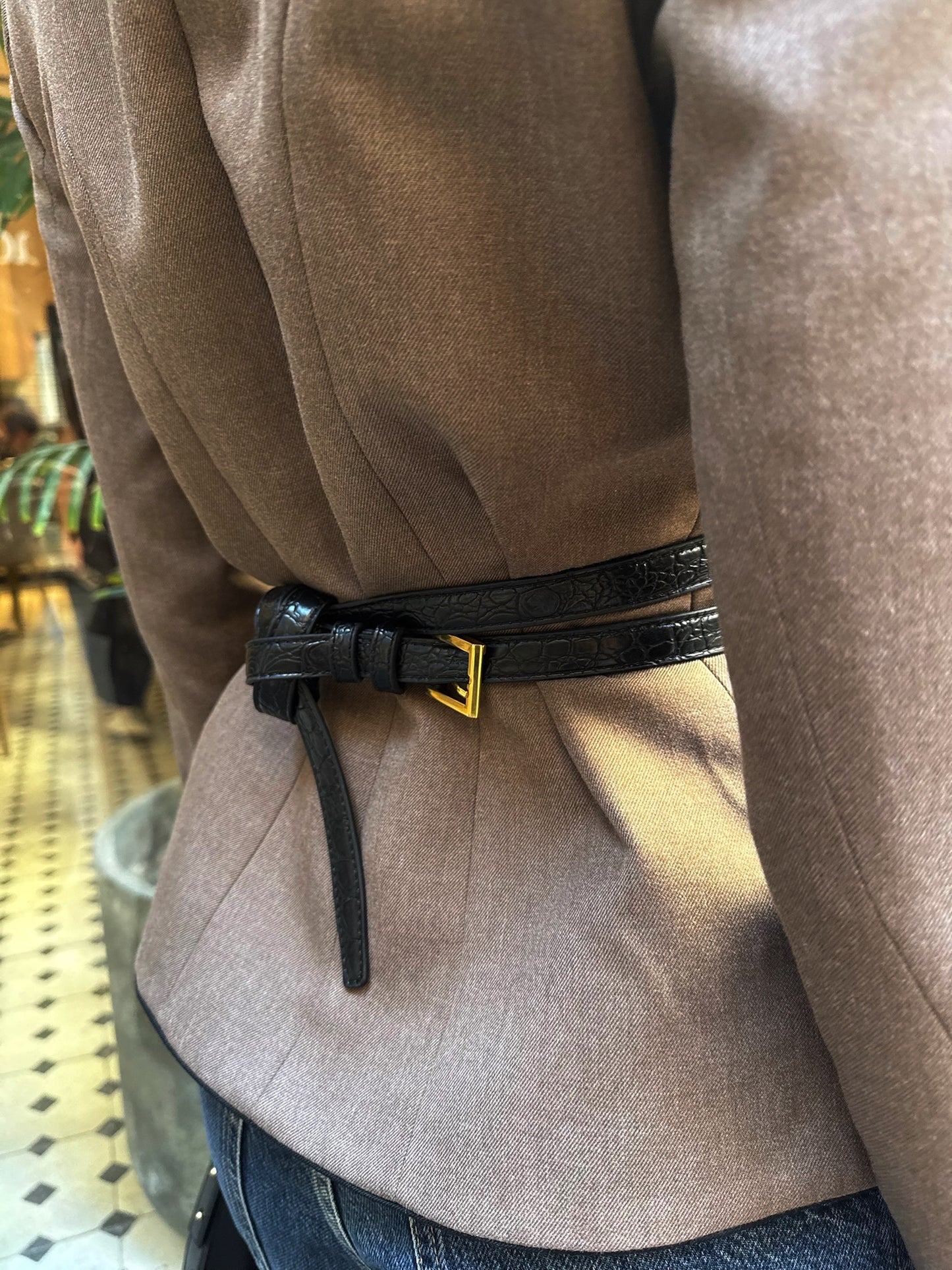 LUCE Logo Signature Long Leather Belt