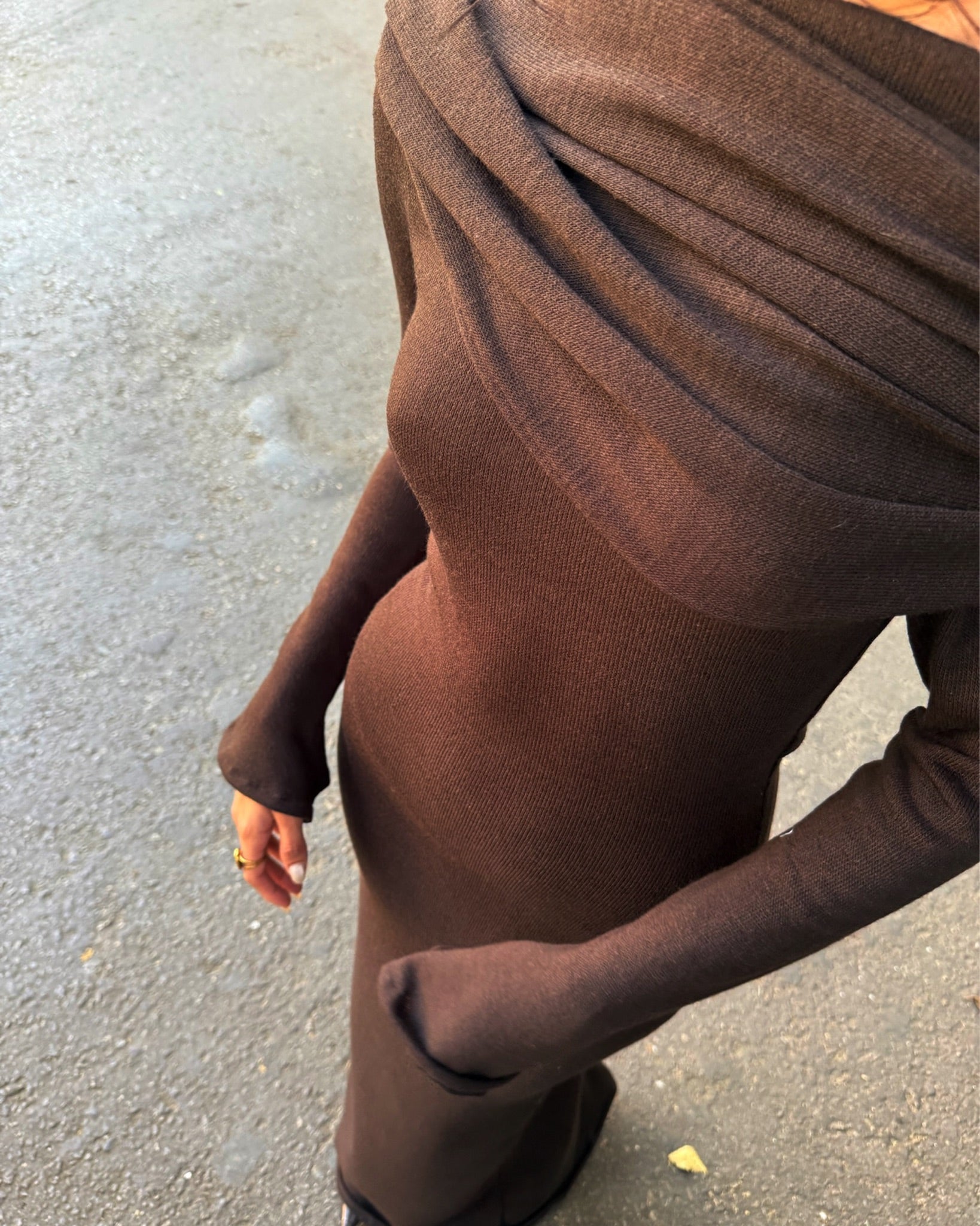 LUCE Scarf detail wool knit dress