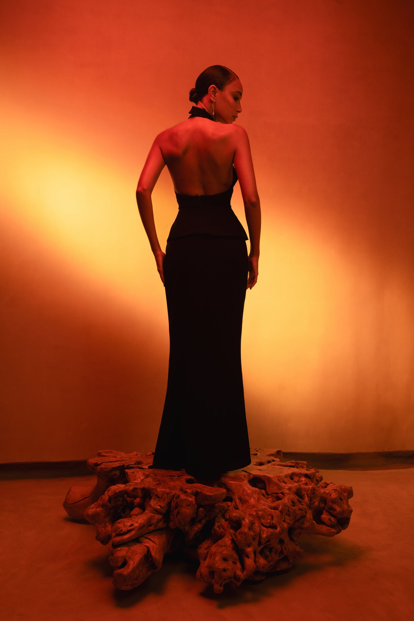 Halter Neck Two-Piece Skirt Suit