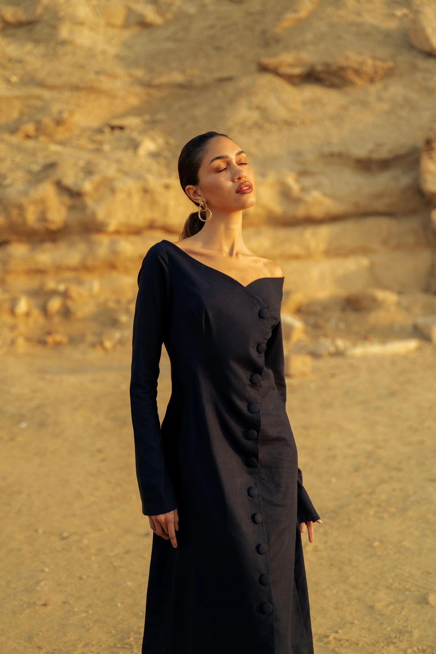 Wide V-Neck Wrap Dress LUCE