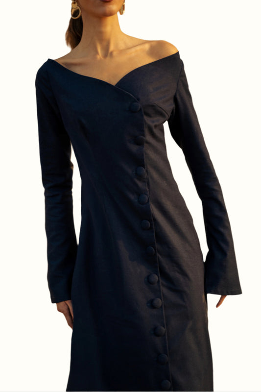 Wide V-Neck Wrap Dress