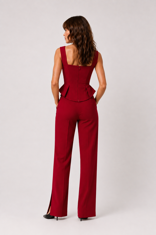 Wide Leg Tailored Pants with Side-SlitLUCE