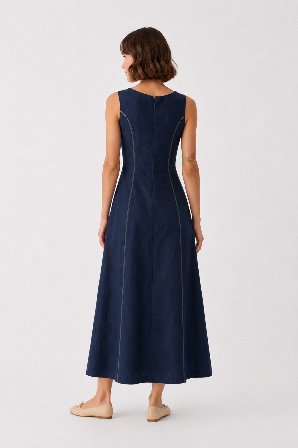 Flowing Linen Blend Midi DressLUCE