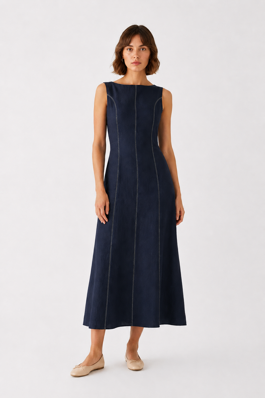 Flowing Linen Blend Midi DressLUCE