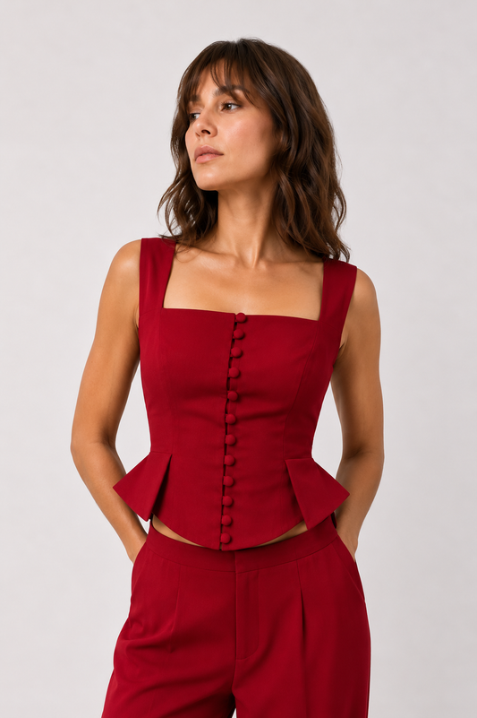 Soft Corset Top with Side PeplumLUCE