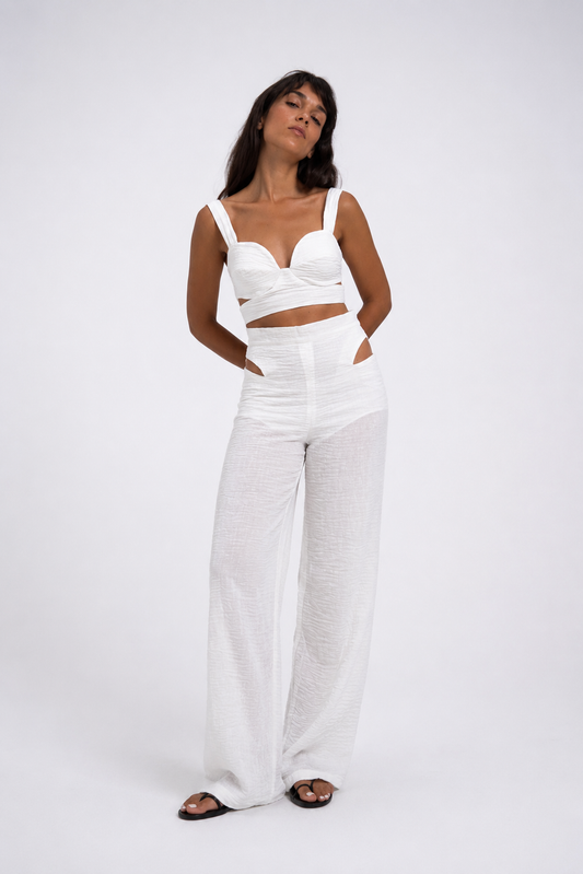 White Cutout Bustier Crop TopLUCE