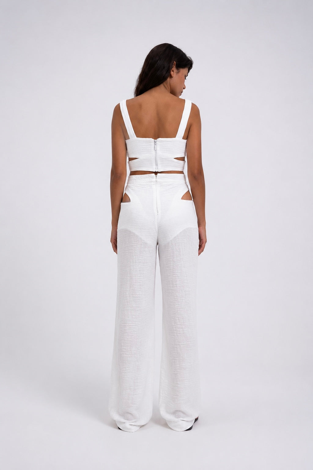 White Cutout Bustier Crop TopLUCE