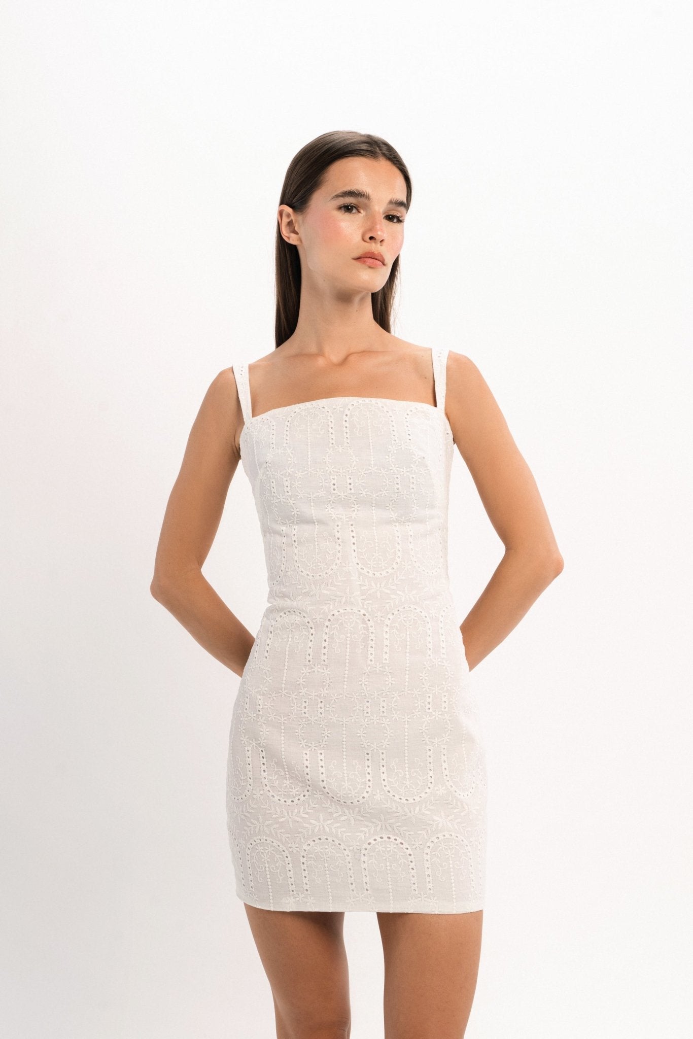 Embroidered Linen Mini Dress - LUCE