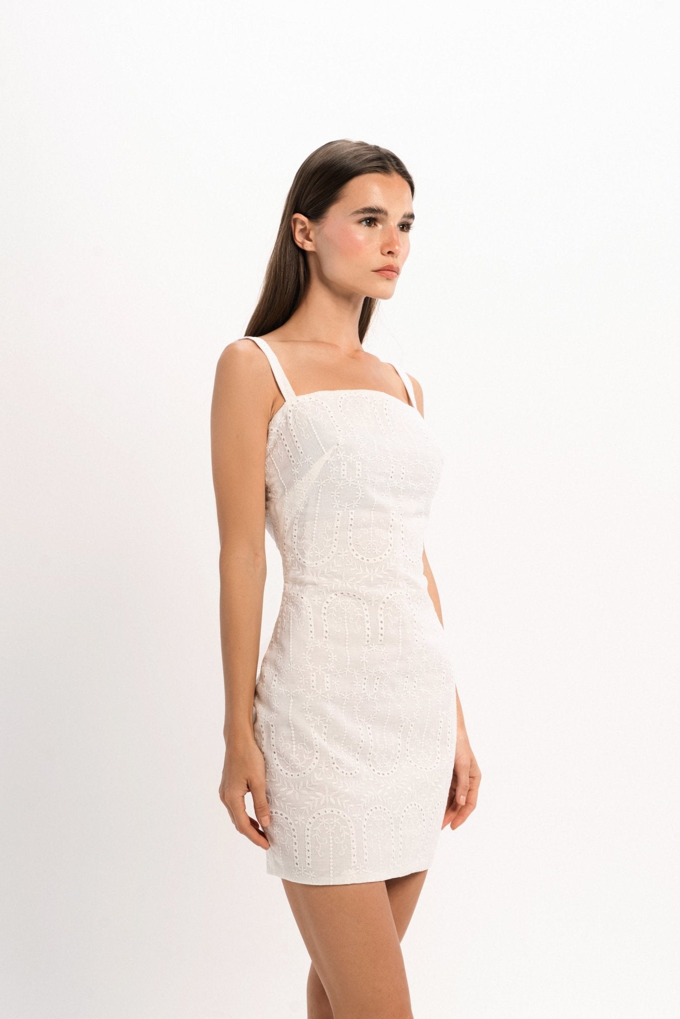 Embroidered Linen Mini Dress - LUCE